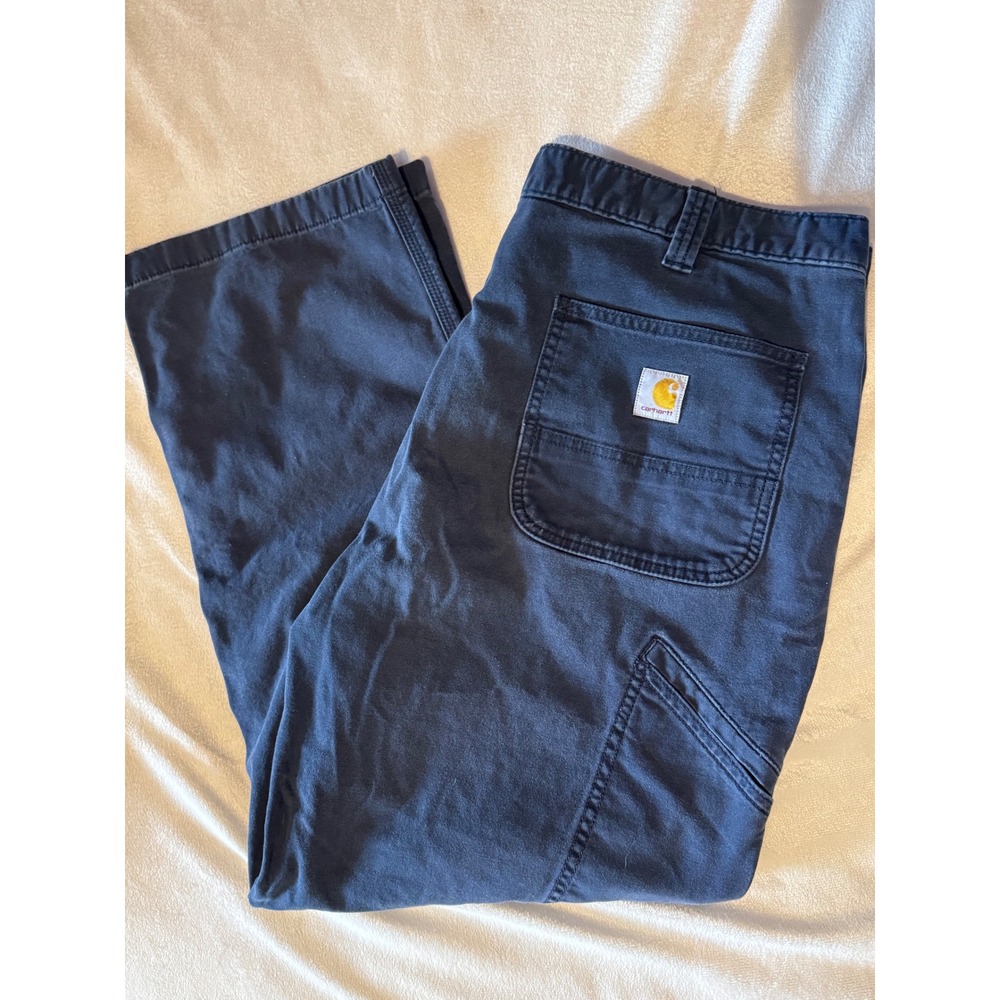 Carhartt Rugged Flex Relaxed Fit Canvas Work Pants Navy Blue 40x30 BN2291-M